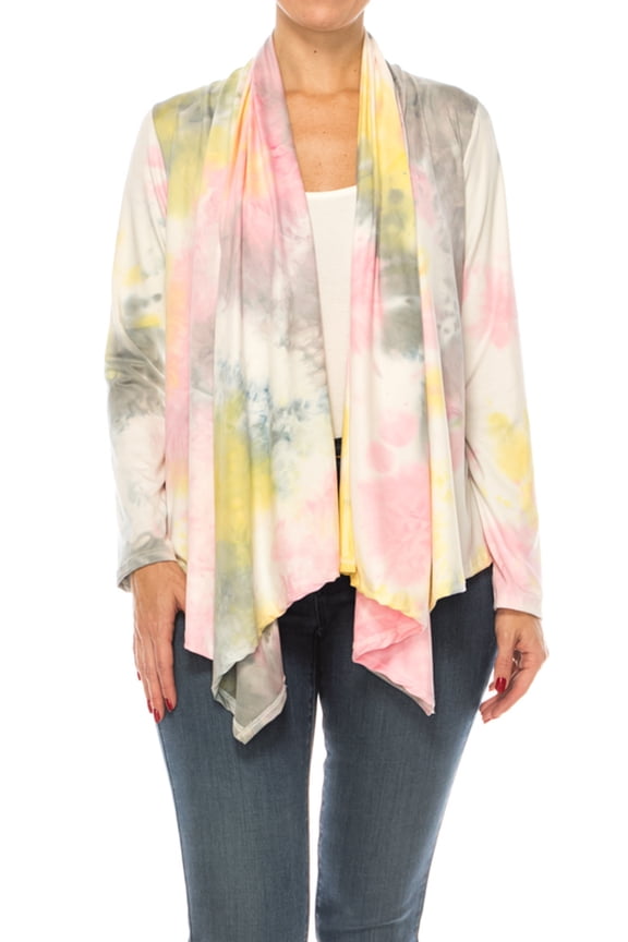 Women's Printed Open Front Cardigan with Asymmetric Hem Sizes S to 3XL