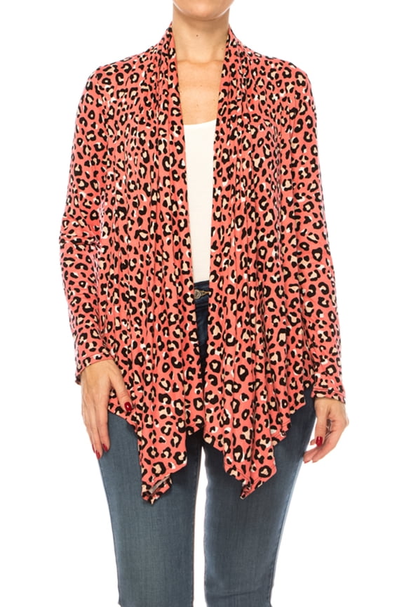 Women's Printed Open Front Cardigan with Asymmetric Hem Sizes S to 3XL