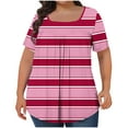 thumbnail image 1 of Women's Printed Oversized Neck Pleated Short Sleeved Loose L-5Xl, 1 of 5