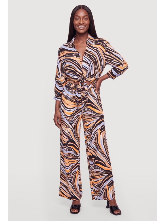 Women's Printed Pattern Wide Leg Pull On Pants