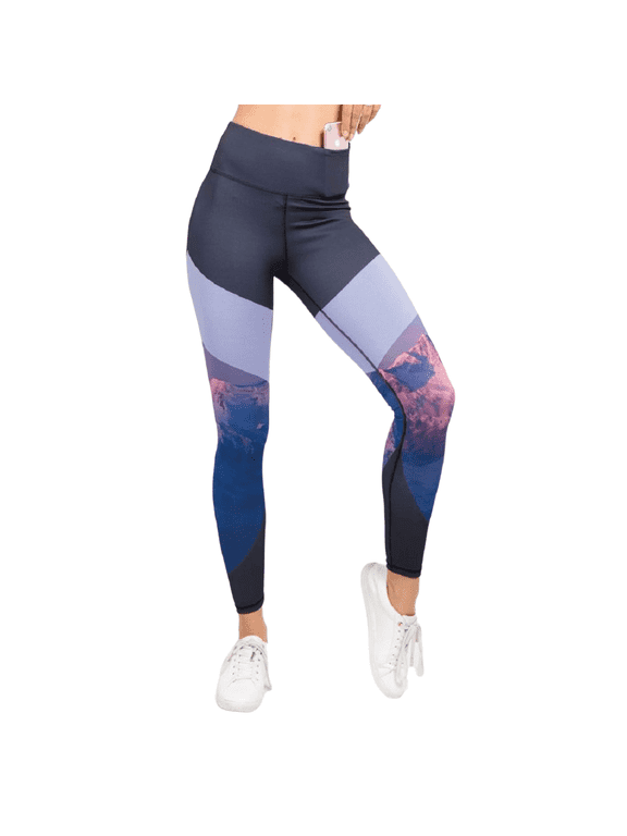 Women's Printed Pocket Activewear Leggings - Majestic Mountains Print, L