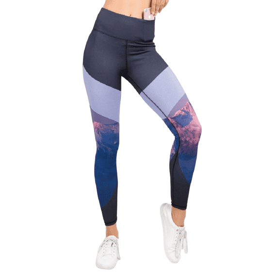 Women's Printed Pocket Activewear Leggings - Majestic Mountains Print, S
