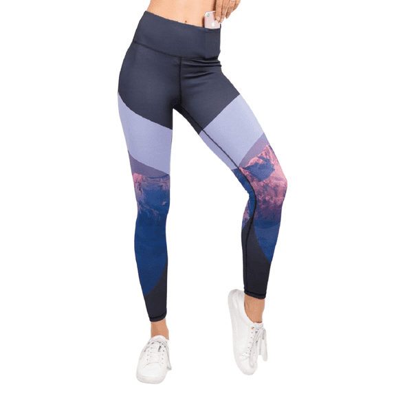 Women's Printed Pocket Activewear Leggings - Majestic Mountains Print, S