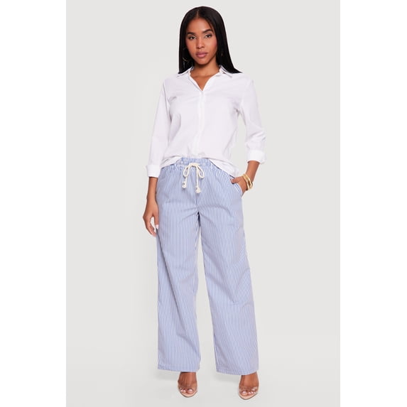 Women's Printed Poplin Wide Leg Pants