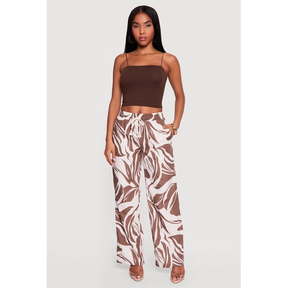 Women's Printed Poplin Wide Leg Pants