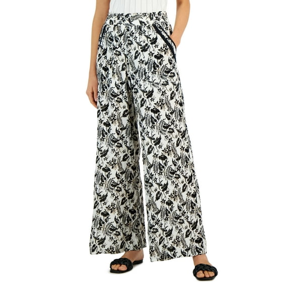 Women's Printed Pull-On Wide-Leg Pants Jungle Cascade M