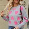 thumbnail image 1 of Women's Printed Pullover Casual Long Sleeve Round Neck Sweater Top For Cool Weather, 1 of 9