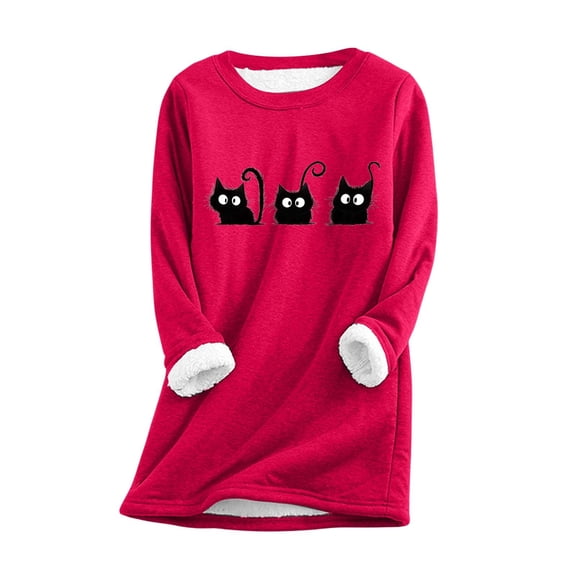 Women's Printed Pullover Winter Warm Soft Thermal Underwear Top Cozy Round Neck Homewear Casual Sweater