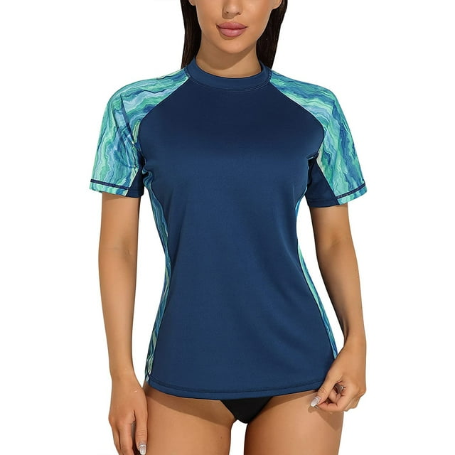 Womens printed rash guard swimwear upf 50 surfing top swim shirt walmart