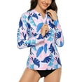 thumbnail image 1 of Women's Printed Rash Vest Long Sleeve UV Swim Shirts Rash Guard Tops, 1 of 5