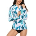 thumbnail image 1 of Women's Printed Rash Vest Long Sleeve UV Swim Shirts Rash Guard Tops, 1 of 5