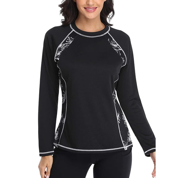Women's Printed Rash Vest Long Sleeve UV Swim Shirts Rash