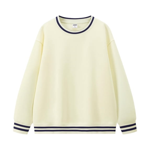 Women's Printed Round Neck Long Sleeve Sweatshirt, Autumn Winter Soft Skin-Friendly Comfortable Fabric Pullover Top for Daily Wear, Travel, Vacation, and Casual Occasions Beige L