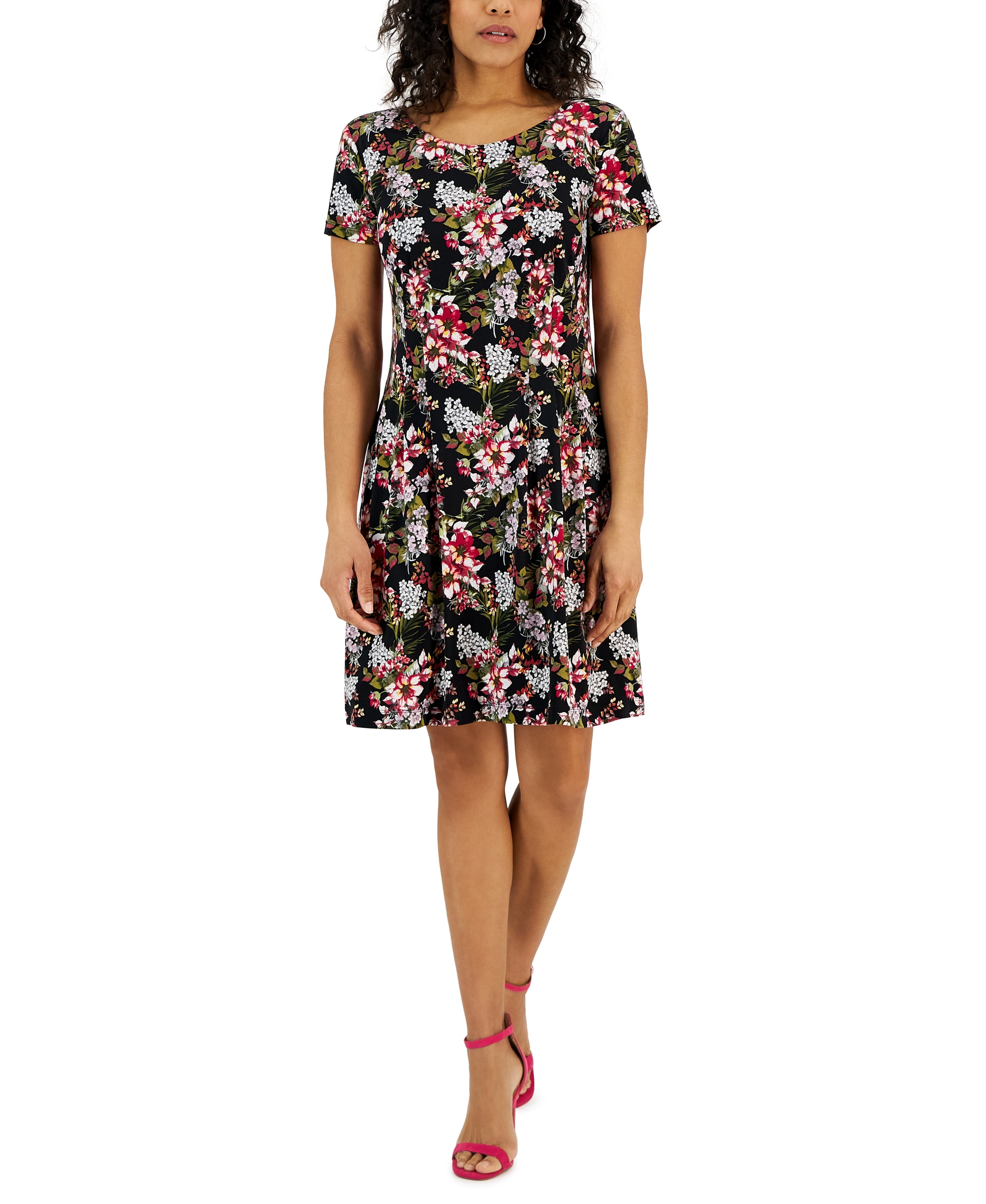 a line dress plus size Embroidered Black plus size dress