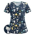 thumbnail image 1 of Women's Printed Scrub_Tops Plus Size Short Sleeve V-Neck Fun T Shirts Workwear Nurse Uniform Tee with Pockets, 1 of 3