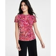 thumbnail image 1 of Women's Printed Short-Sleeve Mesh Top Sunset Rose XXL, 1 of 1