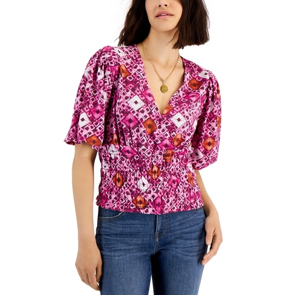 Women's Printed Smock-Waist Top Dharma Dye M