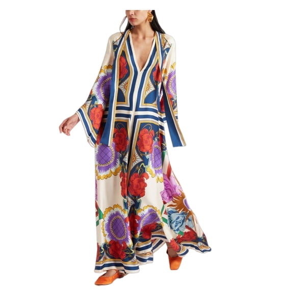 Women's Printed Stand Collar Dress, 3/4 Sleeve Summer Casual Dress