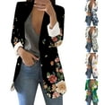 thumbnail image 1 of Women's Printed Suit Cardigan Coat, Fashion Casual Long Sleeve Loose Comfortable Open Front Blazer for Daily Wear and Office Outfits, in White, Size XXXL, 1 of 5
