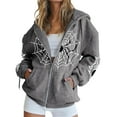 thumbnail image 1 of Women's Printed Sweatshirt Cardigan High Street Casual Hop Metal Zipper Jacket, 1 of 5