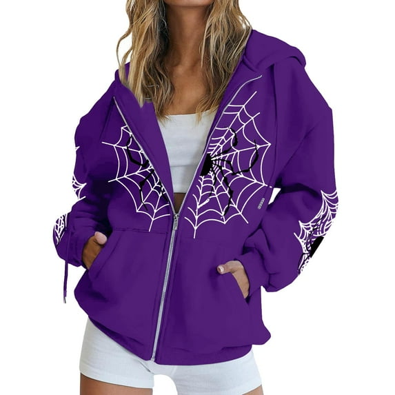 Women's Printed Sweatshirt Cardigan High Street Casual Hop Metal Zipper Jacket