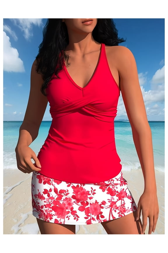 Women's Printed Swimsuit Two Piece - Flattering Bathing Suits for Women - Stylish Bikini Sets with High Waisted Bottoms - Adjustable Straps - Summer Beach Swimwear