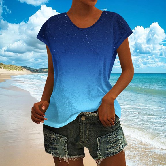 Women's Printed T-Shirt, Short Sleeve Boho Blouse with Paisley Pattern, Casual Stretch Top for Summer