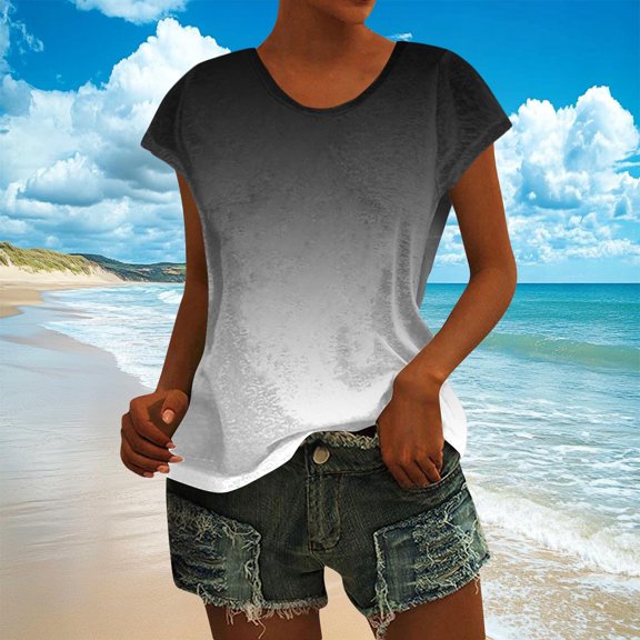 Women's Printed T-Shirt, Short Sleeve Boho Blouse with Paisley Pattern, Casual Stretch Top for Summer