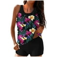 thumbnail image 1 of Women's Printed Tankini Set Modest High Waisted Two Piece Swimwear Strappy Back Coverage Swim Dress Tummy Control for Resort & Hot Spring, 1 of 6
