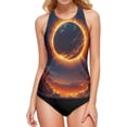 thumbnail image 1 of Women's Printed Tankini Top - High Elasticity Slim-Fit Swimsuit with Removable Straps & Cups, Perfect for Beach & Pool Parties，Ball, 1 of 7