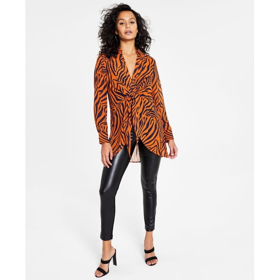 Women's Printed Tie-Front Top Zola Zebra XS