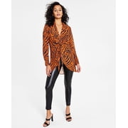 Womens Printed Tie-Front Top Zola Zebra XS
