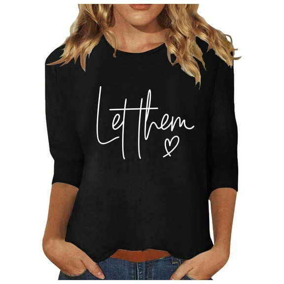 Women's Printed Tunic Top 3/4 Sleeve Crewneck Blouse Casual Comfortable Stylish Fashion Tee Shirt for Ladies