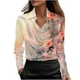 thumbnail image 1 of Women's Printed Tunic Top Long Sleeve Drop Neckline Button Detail Casual Blouse Floral Boho Pattern Loose Fit Relaxed Spring Fall Layering Piece, 1 of 5