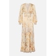 thumbnail image 1 of Women's Printed V-Neck Long Sleeve Puff Sleeve Waist-Cinching Summer New Chiffon Dress, 1 of 9