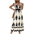 thumbnail image 1 of Women's Printed V Neck Ruffled Cap Sleeve Dress with Stretch Fabric for Everyday Casual Style and All Day Comfort, 1 of 14