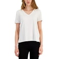 thumbnail image 1 of Women's Printed V-Neck T-Shirt White XL, 1 of 1