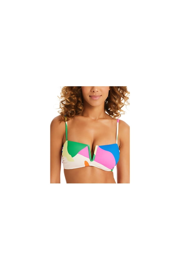 Women's Printed V-Wire Bandeau Bikini Top Multi M