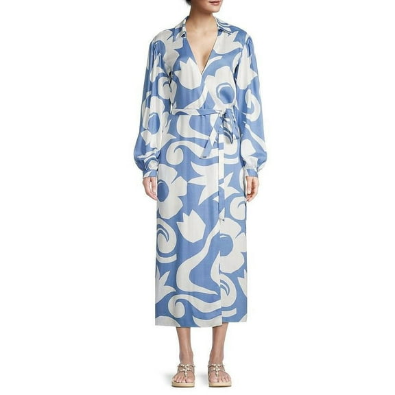 Rebecca Taylor womens Midi Wrap Dress, s, Blue