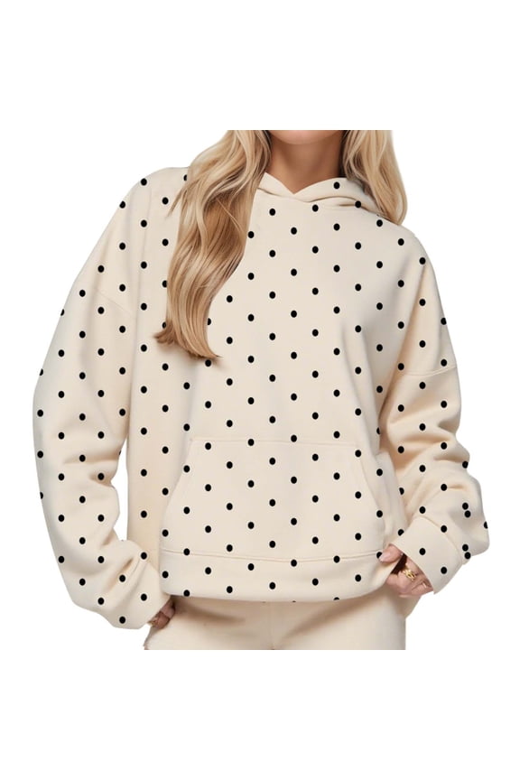 Women's Printing Blouses Long Sleeve Pockets Casual Fashion Hooded Sweatshirt Basic Fall Clothes Outfits Winter Clothing