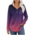 thumbnail image 1 of Women's Printing Blouses Long Sleeved Button V-Neck Pullover Fashionable Top, 1 of 7