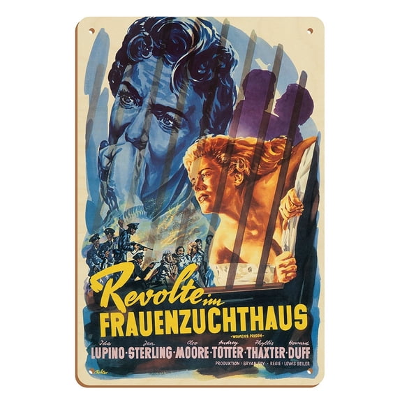 Women’s Prison (Revolte im Frauenzuchthaus) - Vintage German Film Noir Movie Poster by S. Richter c.1955 - 8 x 12 inch Vintage Wood Art Sign