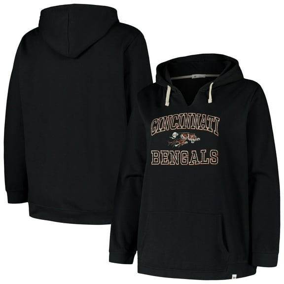 Women's '47 Black Cincinnati Bengals Plus Size Clarity Kennedy Pullover Hoodie