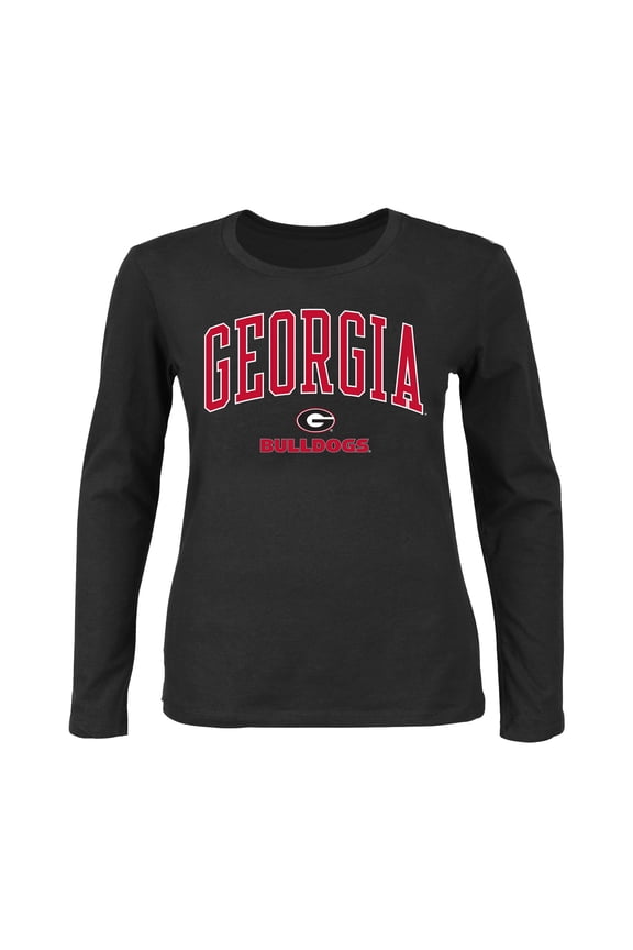 Women's Profile Black Georgia Bulldogs Plus Size Arch Over Logo Scoop Neck Long Sleeve T-Shirt