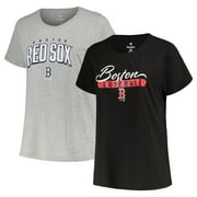 Womens Profile Black/Heather Gray Boston Red Sox Plus Size T-Shirt Combo Pack