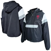 Womens-Profile Black Philadelphia Phillies Plus Size Anorak Hoodie Quarter-Zip Pullover
