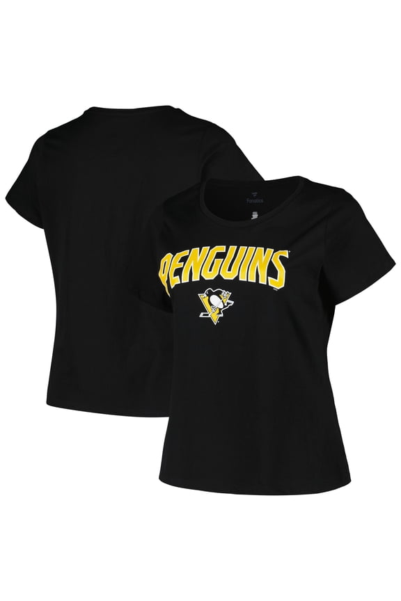 Women's Profile Black Pittsburgh Penguins Plus Size Arch Over Logo T-Shirt