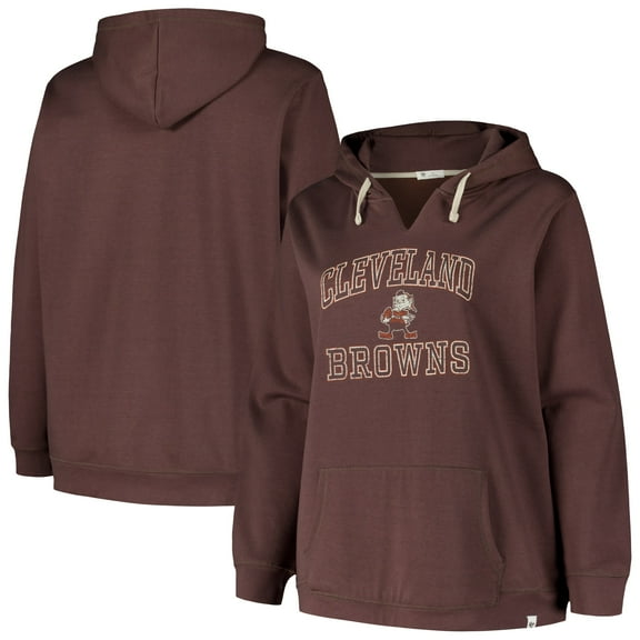 Women's '47 Brown Cleveland Browns Plus Size Clarity Kennedy Pullover Hoodie
