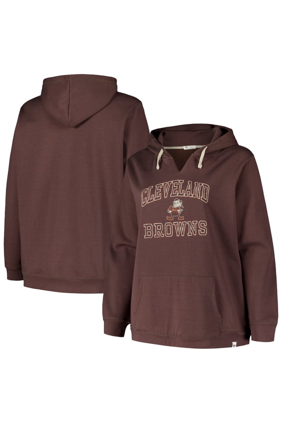 Women's '47 Brown Cleveland Browns Plus Size Clarity Kennedy Pullover Hoodie