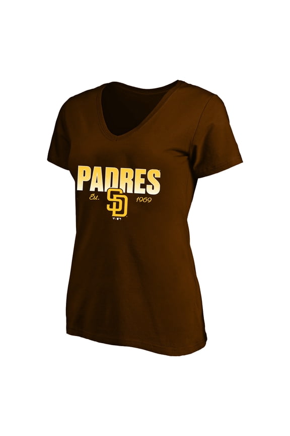 Women's Profile Brown San Diego Padres Plus Size Wordmark V-Neck T-Shirt